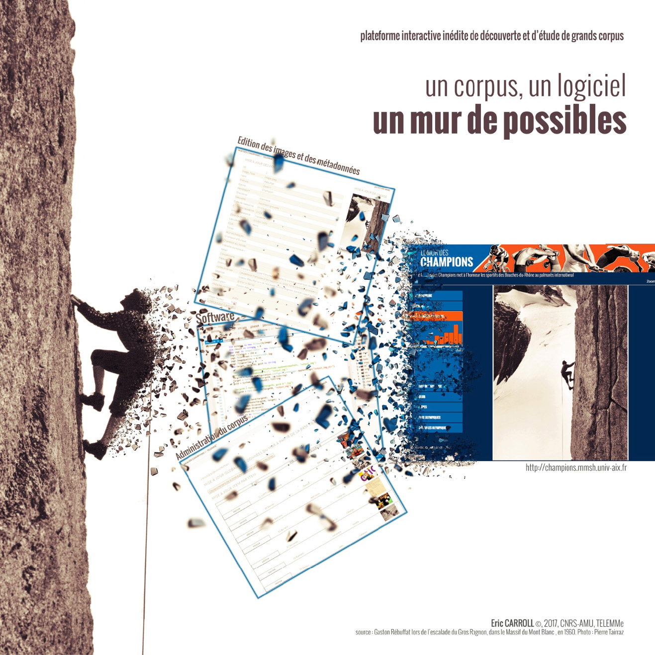 Affiche un corpus, un logiciel, un mur de possibles